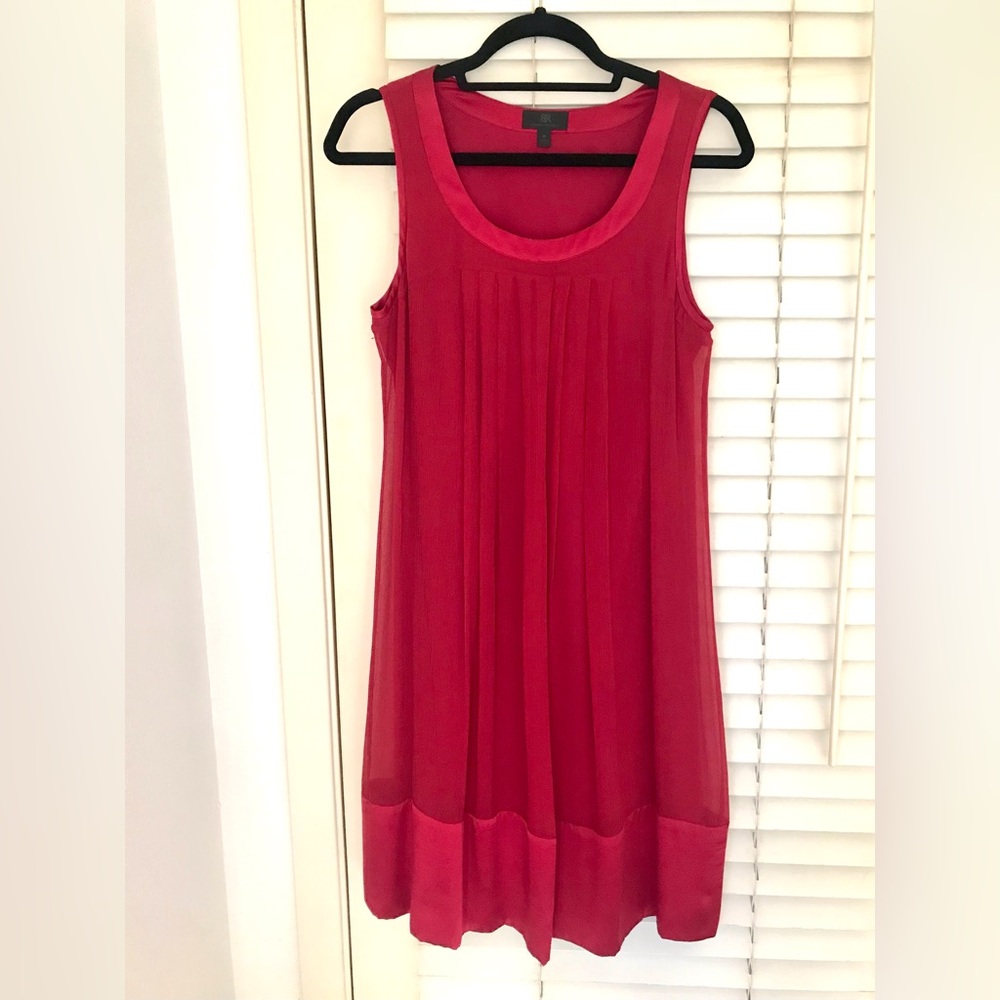 VTG Banana Republic Red Silk & Satin S Shift Dress M Sleeveless Fully Lined EUC